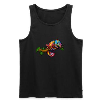 Rainbow Chameleon Colorful Lizard Reptile - Men's Premium Organic Tank Top - black - Front - AI Model Male 178 light (178cm)