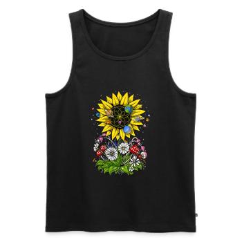 Hippie Sunflower Psychedelic Flower Of Life - Men's Premium Organic Tank Top - black - Front - AI Model Male 178 light (178cm)