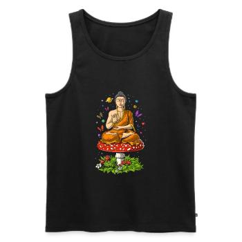 Magic Mushrooms Buddha Zen Yoga Meditation - Men's Premium Organic Tank Top - black - Front - AI Model Male 178 light (178cm)