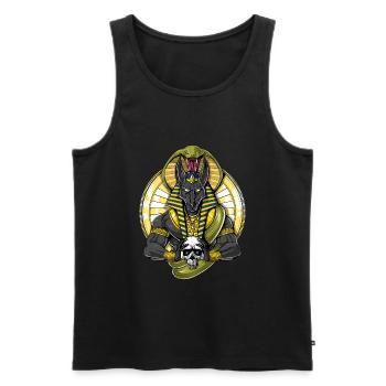 Egyptian God Wolf Anubis Skull - Men's Premium Organic Tank Top - black - Front - Michal (187cm)