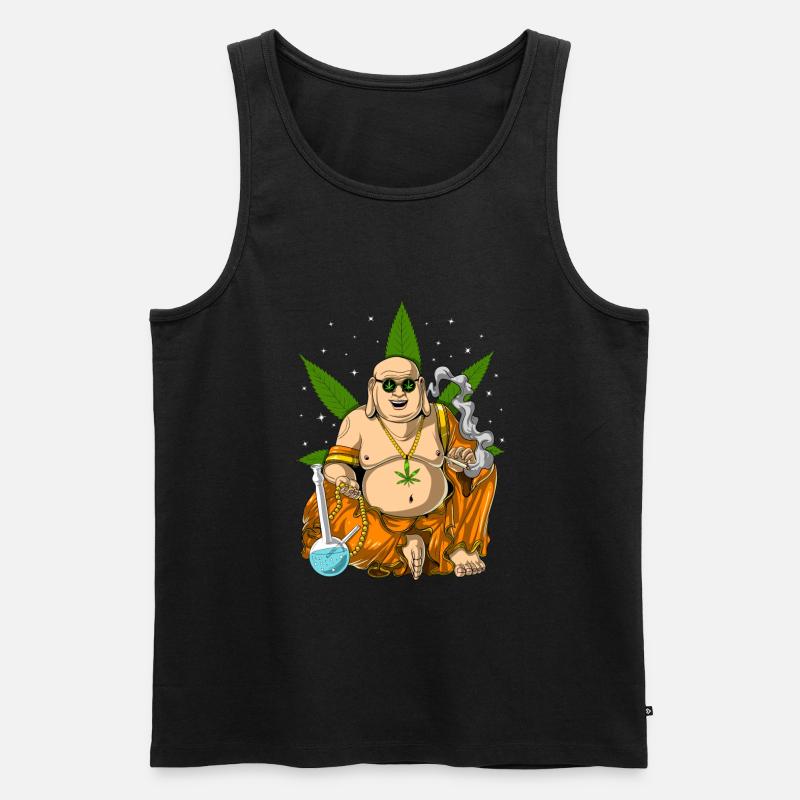 Buddha, der Unkraut raucht - Männer Premium Bio Tank Top - Schwarz