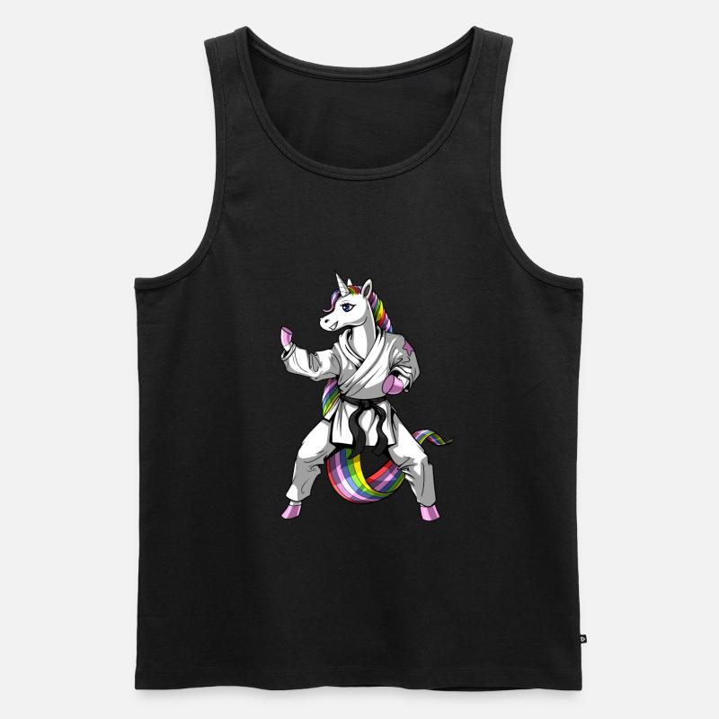 Einhorn Mädchen Karate - Männer Premium Bio Tank Top - Schwarz