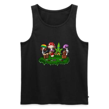 Hippie Mushrooms Psychedelic Festival - Men's Premium Organic Tank Top - black - Front - AI Model Male 178 light (178cm)