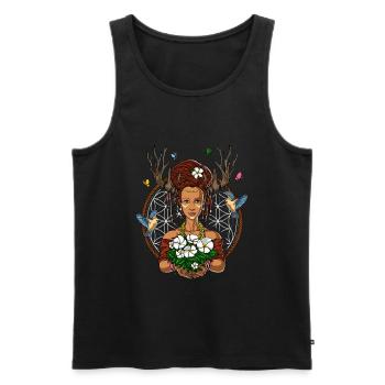 Ayahuasca-Schamanen-Hippie-Wald - Männer Premium Bio Tank Top - Schwarz - Vorne - AI Model Male 178 light (178cm)