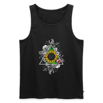 Heilige Geometrie der Sonnenblume - Männer Premium Bio Tank Top - Schwarz - Vorne - AI Model Male 178 light (178cm)