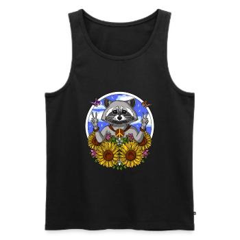 Hippie raton laveur - Débardeur bio Premium Homme - noir - Devant - Michal (187cm)