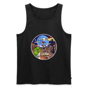 Psychedelische Alien Magic Mushrooms - Männer Premium Bio Tank Top - Schwarz - Vorne - AI Model Male 178 light (178cm)