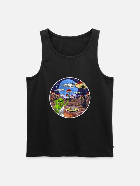 Psychedelic Alien Magic Mushrooms - Men's Premium Organic Tank Top - black