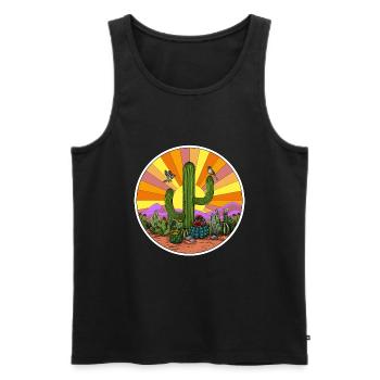 Hippie-Kaktus-Wüste - Männer Premium Bio Tank Top - Schwarz - Vorne - AI Model Male 178 light (178cm)