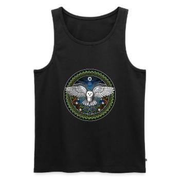 Ayahuasca Owl - Men's Premium Organic Tank Top - black - Front - AI Model Male 178 light (178cm)