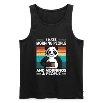 Panda Bear Je déteste les gens du matin cadeau drôle - Débardeur bio Premium Homme - noir - Devant - Michal (187cm)