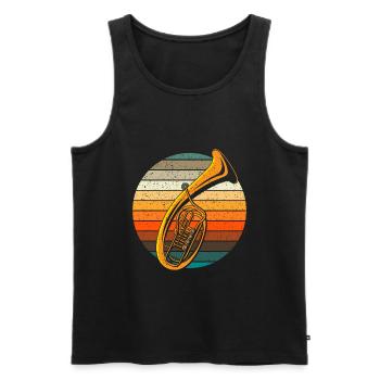 retro tenor horn folk music gift - Men's Premium Organic Tank Top - black - Front - Michal (187cm)