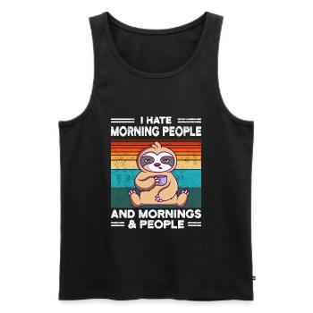 Sloth hate morning people hate morning people - Men's Premium Organic Tank Top - black - Front - AI Model Male 178 light (178cm)