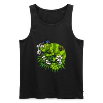 Chameleon Smoking Weed - Men's Premium Organic Tank Top - black - Front - AI Model Male 178 light (178cm)