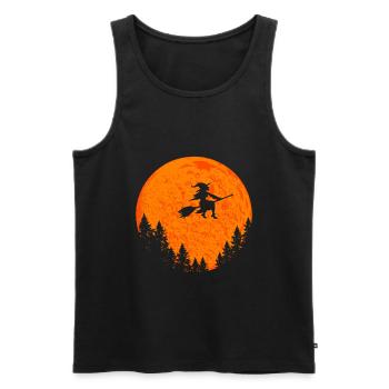 Halloween Hexe auf Hexenbesen - Männer Premium Bio Tank Top - Schwarz - Vorne - Michal (187cm)