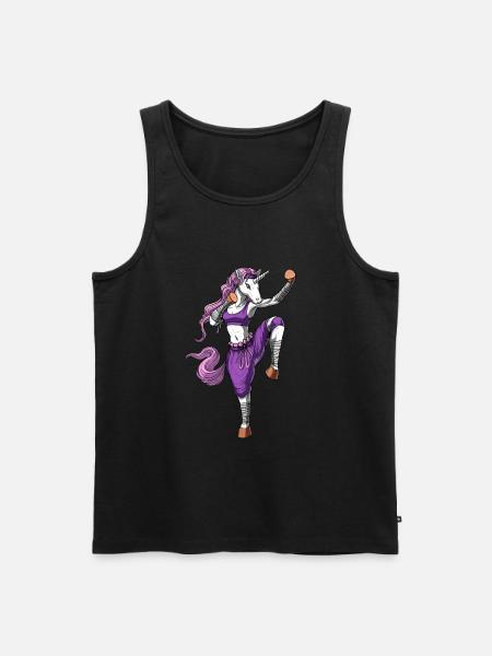 Einhorn Kickboxen Ninja - Männer Premium Bio Tank Top - Schwarz