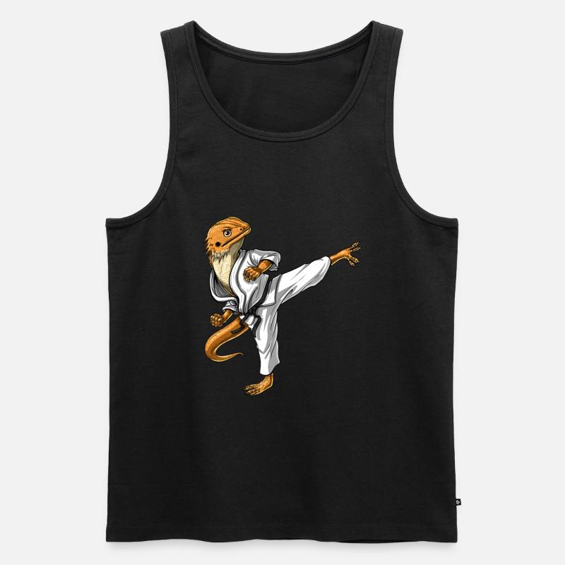 Bartdrachen Karate - Männer Premium Bio Tank Top - Schwarz