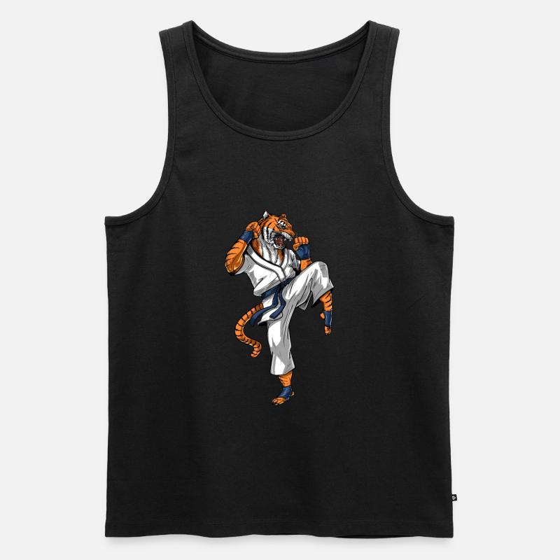 Tiger Karate - Männer Premium Bio Tank Top - Schwarz