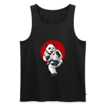 Panda Bären Karate - Männer Premium Bio Tank Top - Schwarz - Vorne - AI Model Male 178 light (178cm)