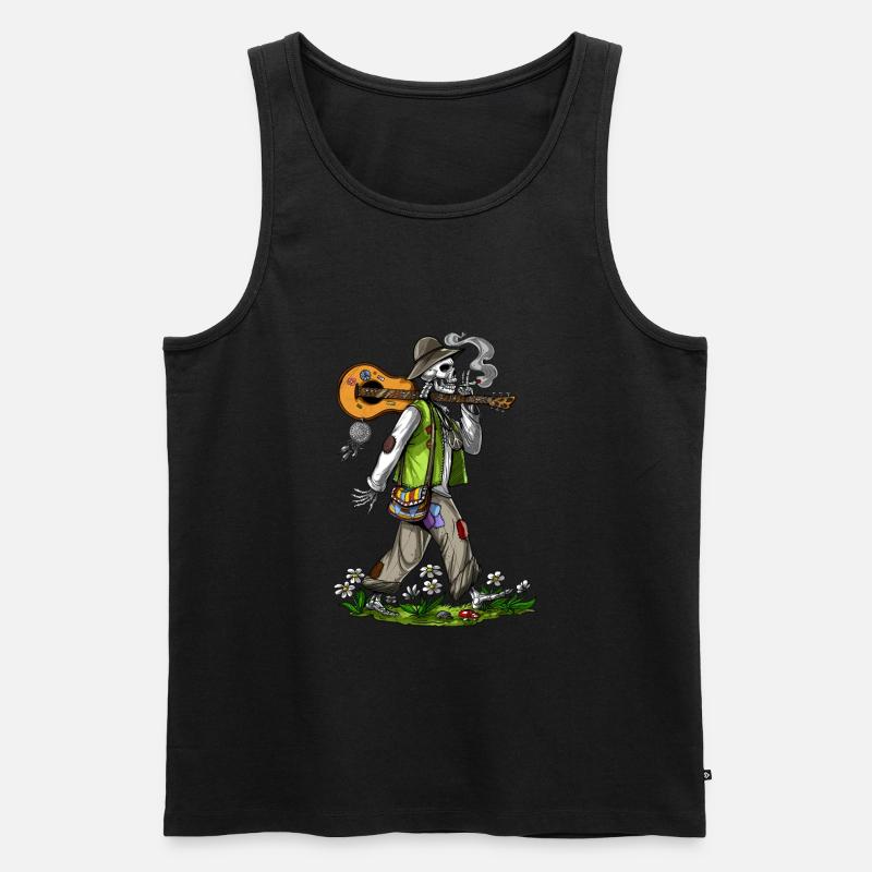 Skelett Hippie Stoner - Männer Premium Bio Tank Top - Schwarz
