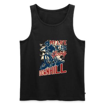 My Life Is Going Downhill Cycling Radfahrer Zitat - Männer Premium Bio Tank Top - Schwarz - Vorne - Michal (187cm)