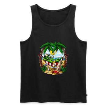 Alien Stoner Beach Party - Männer Premium Bio Tank Top - Schwarz - Vorne - AI Model Male 178 light (178cm)