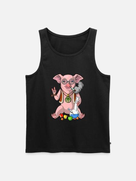 Pig Hippie Smoking Weed - Men's Premium Organic Tank Top - black