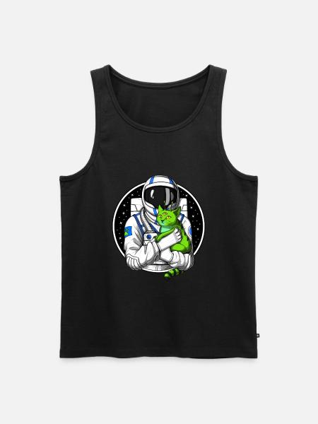 Astronaut Alien Cat - Männer Premium Bio Tank Top - Schwarz