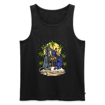 Dieux égyptiens Anubis Bastet - Débardeur bio Premium Homme - noir - Devant - AI Model Male 178 light (178cm)