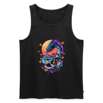 Vaporwave Japanese Dragon - Men's Premium Organic Tank Top - black - Front - AI Model Male 178 light (178cm)