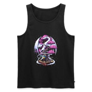 Fleur de cerisier dragon japonais - Débardeur bio Premium Homme - noir - Devant - AI Model Male 178 light (178cm)
