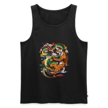 Tigre dragon japonais - Débardeur bio Premium Homme - noir - Devant - Michal (187cm)
