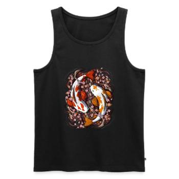 Koi Fisch Kirschblüte - Männer Premium Bio Tank Top - Schwarz - Vorne - Michal (187cm)