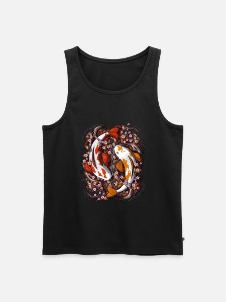 Koi Fisch Kirschblüte - Männer Premium Bio Tank Top - Schwarz