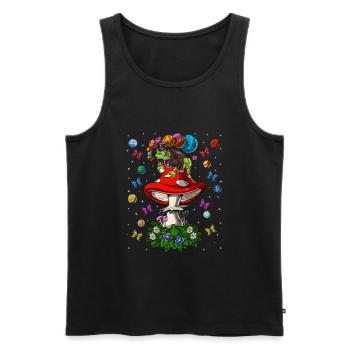 Psychedelischer Pilzfrosch - Männer Premium Bio Tank Top - Schwarz - Vorne - AI Model Male 178 light (178cm)