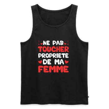 Ne pas toucher propriété de ma femme - Débardeur bio Premium Homme - noir - Devant - AI Model Male 178 light (178cm)