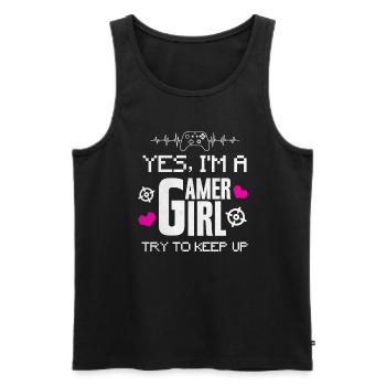 Zocker Mädchen Gaming - Männer Premium Bio Tank Top - Schwarz - Vorne - Michal (187cm)