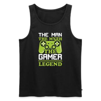Man Myth Gamer - Männer Premium Bio Tank Top - Schwarz - Vorne - AI Model Male 178 light (178cm)