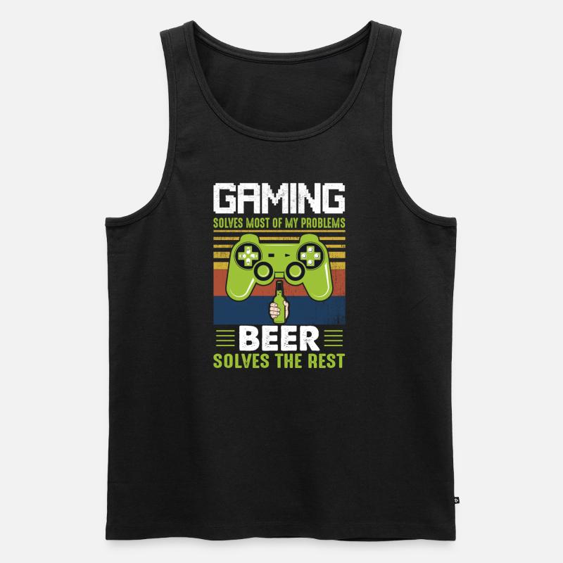 Gamer Bier Zocker - Männer Premium Bio Tank Top - Schwarz