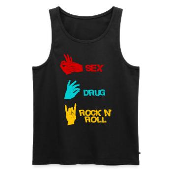Sex Drugs Rocknroll Schädel Iro Punk Rock Musik - Männer Premium Bio Tank Top - Schwarz - Vorne - AI Model Male 178 light (178cm)