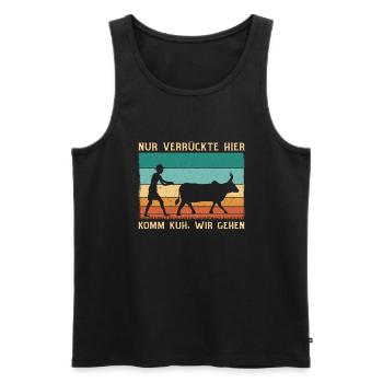 Nur Verrückte Hier - Männer Premium Bio Tank Top - Schwarz - Vorne - Michal (187cm)