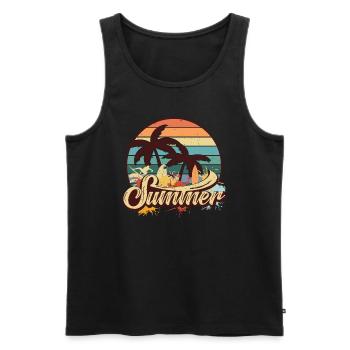 Sommer Urlaub Vintage Palmen Rente - Männer Premium Bio Tank Top - Schwarz - Vorne - Michal (187cm)