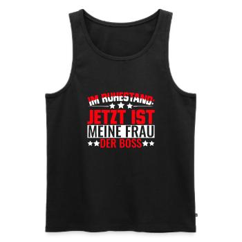 Im Ruhestand Frau Ist chef Rentner Pensionist - Männer Premium Bio Tank Top - Schwarz - Vorne - Michal (187cm)