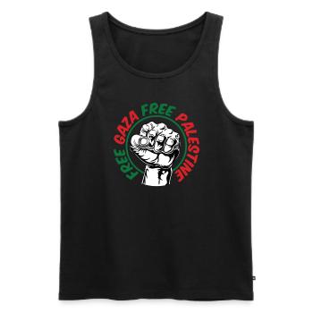 Libérez Gaza Palestine libre - Débardeur bio Premium Homme - noir - Devant - Michal (187cm)