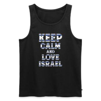 Restez calme Israël - Débardeur bio Premium Homme - noir - Devant - AI Model Male 178 light (178cm)
