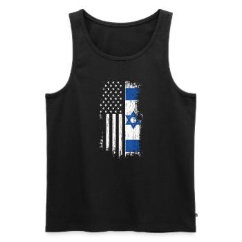 Israël États-Unis - Débardeur bio Premium Homme - noir - Devant - Michal (187cm)