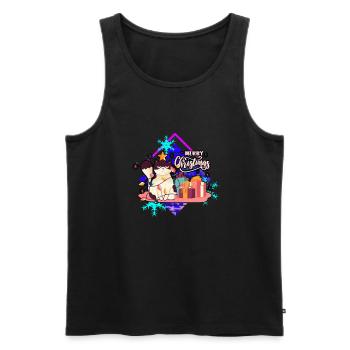 Verärgerte Katze am Baum - Männer Premium Bio Tank Top - Schwarz - Vorne - Michal (187cm)