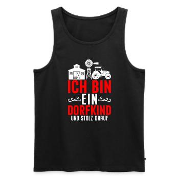 Un gamin du village est fier de ça - Débardeur bio Premium Homme - noir - Devant - AI Model Male 178 light (178cm)