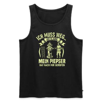 I have to go I THINK MY BEEPER HAS - Men's Premium Organic Tank Top - black - Front - AI Model Male 178 light (178cm)