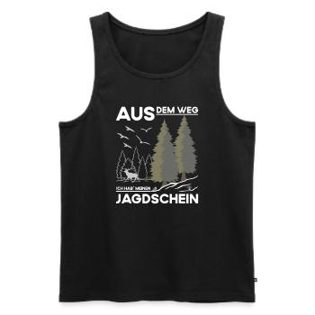 Jagdschein Bestanden - Männer Premium Bio Tank Top - Schwarz - Vorne - Michal (187cm)
